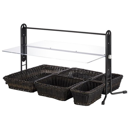 Протектор за бюфет с регулируема височина и наклон, неплъзгащи крачета, метал/акрил, правоъгълен, 93x53xh50,5см, 5мм, черно/прозрачно, BUFFET GUARD – APS
