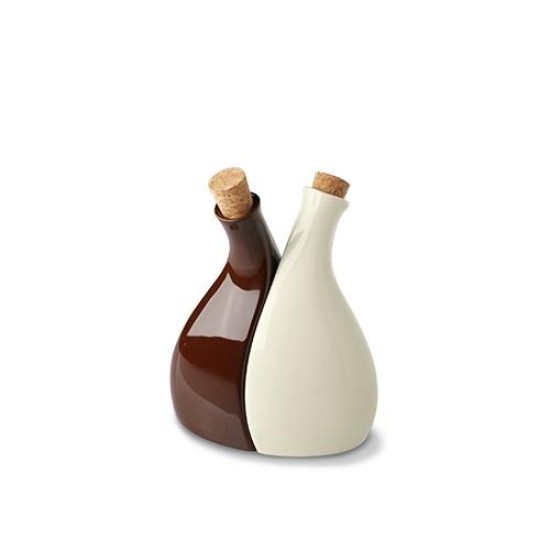 Порцеланов съд за оцет/олио 14,6см 180мл с коркова тапа LE CHOCO BRUN - Suisse Langenthal