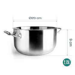 Иноксова тенджера без капак, ф20см, h9см, 2,75л, Gastro – Garinox