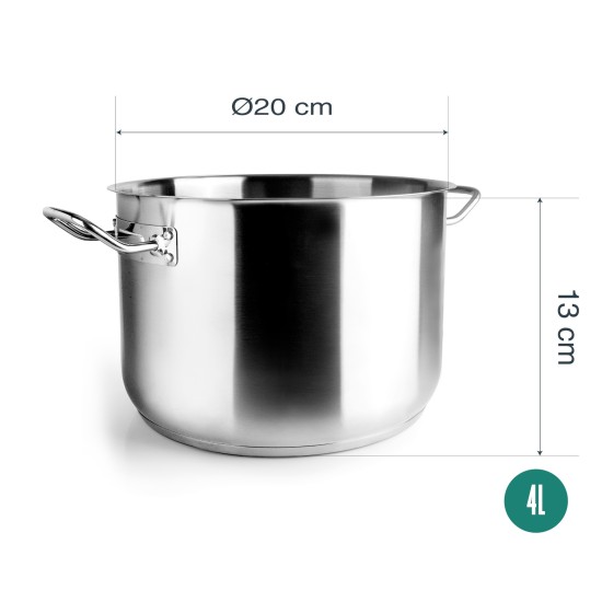 Иноксова тенджера без капак, ф20см, h13см, 4л, Gastro – Garinox