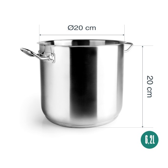 Иноксова тенджера без капак, ф20см, h20см, 6,2л, Gastro – Garinox