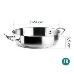 Иноксова тенджера без капак, ф24см, h6,5см, 2,8л, Gastro – Garinox