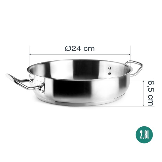 Иноксова тенджера без капак, ф24см, h6,5см, 2,8л, Gastro – Garinox