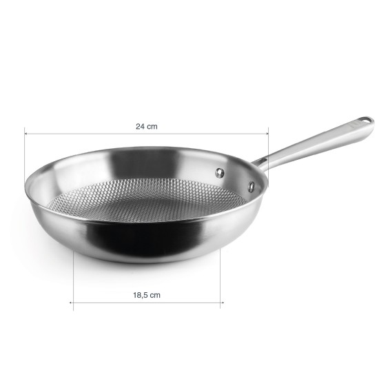 Титаниев тиган, трислоен, незалепващ, ф24-18,5см, h6см, 2,3мм, TitanGrill – Lacor
