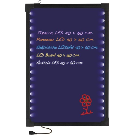 Електрическа LED информационна дъска, черна, правоъгълна, 220-240V, 50/60Hz, 2W, 38 функции, 40x60см, 2,35кг  – Lacor