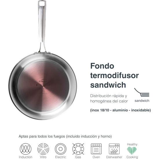 Иноксов тиган, 18/10, ф28-19,5см, h6,5см, CUISINE - Lacor