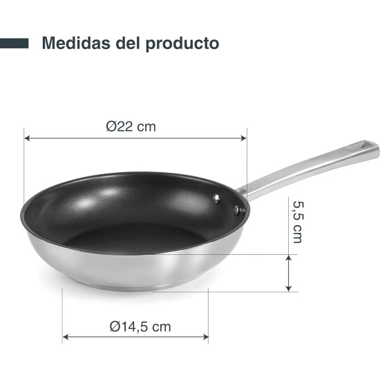 Иноксов тиган с незалепващо покритие, ф22-14,5см, h5см, FOODIE - Lacor