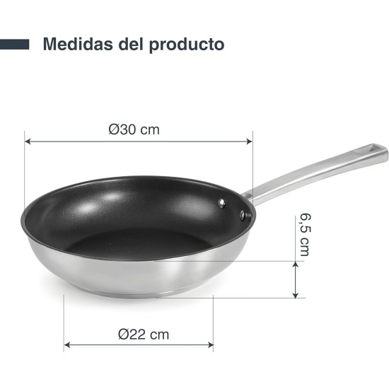 Иноксов тиган с незалепващо покритие, ф30-22см, h6,5см, FOODIE - Lacor