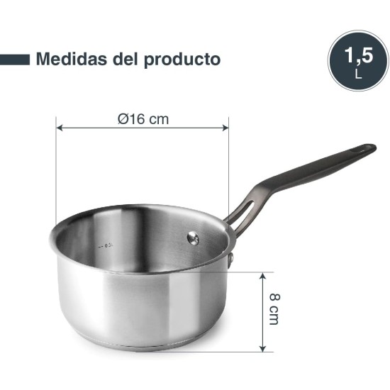 Иноксова касерола, ф16см, h8см, 1,5л, ORIGIN - Lacor