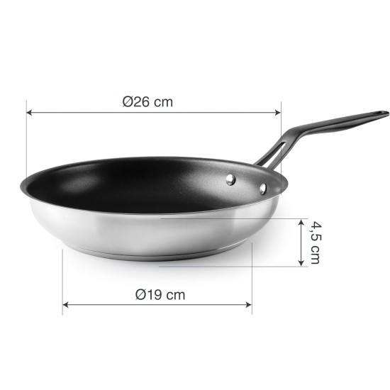Иноксов тиган с незалепващо покритие, ф26-19см, h4,5см, ORIGIN - Lacor