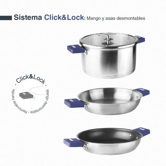 Отстраняваща се бакелитна дръжка за тенджера/тава, синя, COMBI – Lacor