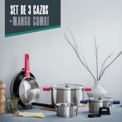 Комплект от 3 иноксови сосиери / тенджери + дръжка, 18/10, ф16/18/20см, h8/9/10см, 1,5/2/3л, COMBI – Lacor