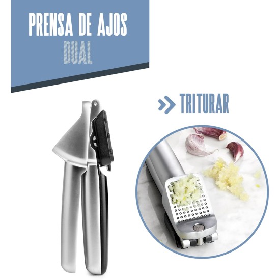 Преса за чесън, 2 в 1, инокс/цинк/пластмаса, 16см, DUAL – Lacor