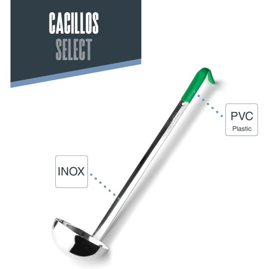 Иноксов черпак със зелена PVC дръжка, ф8см, h34,5см, 118мл, SELECT – Lacor