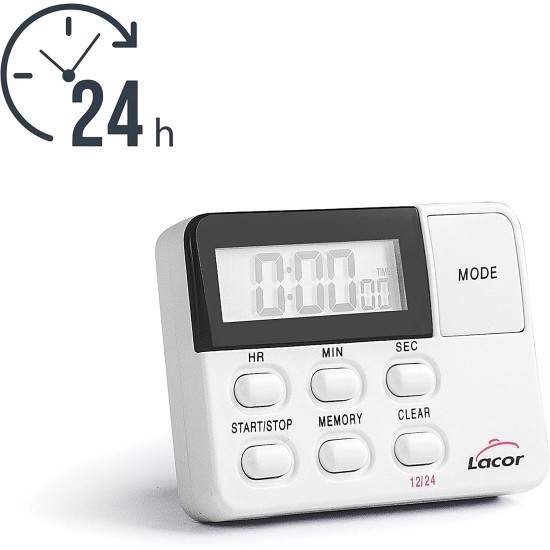 Дигитален кухненски таймер, правоъгълен, 7x1,4x5,1см – Lacor