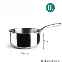 Иноксова касерола, 18/10, ф14см, h7см, 2,5мм, 1л, TriChef – Lacor