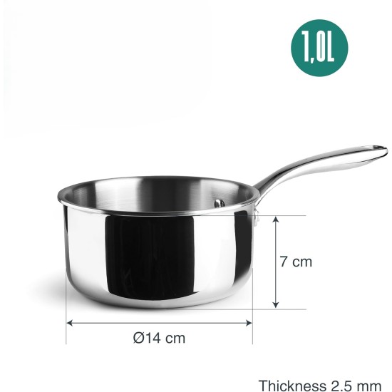 Иноксова касерола, 18/10, ф14см, h7см, 2,5мм, 1л, TriChef – Lacor