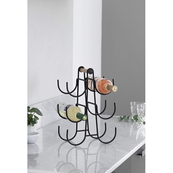 Метална стойка за 6 бутилки вино, 26,6x14x37,5см, черна - Lacor