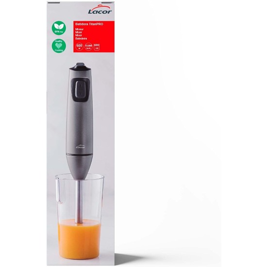 Електрически пасатор с кана, 220-240V, 50/60Hz, 600W, 15.000 r.p.m., 600мл, 8,5 x6,28x39,7см, TitanPro – Lacor
