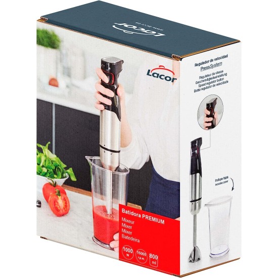 Електрически пасатор с чаша, 220-240V, 50/60Hz, 1000W, 16.000 r.p.m. 800мл, 5,5x6,5x4см, PREMIUM – Lacor