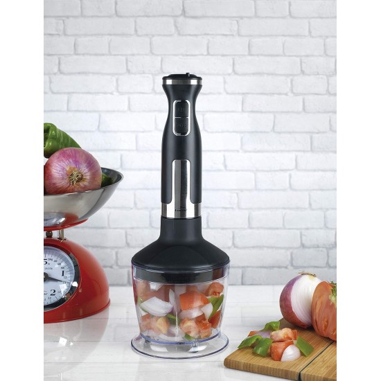 Електрически пасатор с чаша и чопър, 220-240V, 50/60Hz, 1000W, 13.050 - 15.950 r.p.m, 800мл / 500мл, ф6,3x41,2см, PRO – Lacor