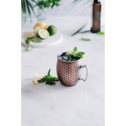Иноксова релефна чаша за коктейли с дръжка, ф9см, h10см, 550мл, copper, MOSCOW MULE - Lacor