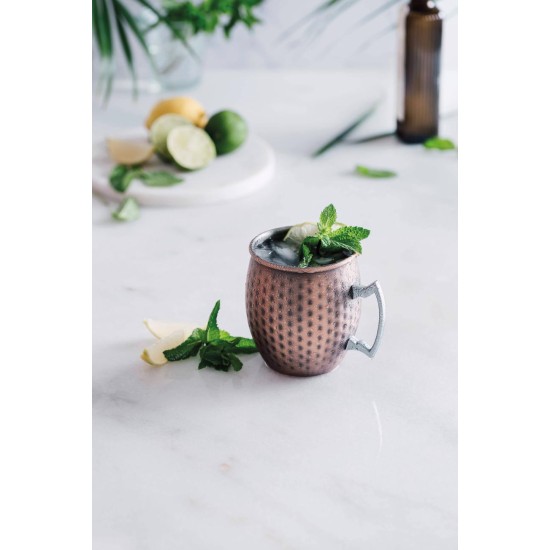 Иноксова релефна чаша за коктейли с дръжка, ф9см, h10см, 550мл, copper, MOSCOW MULE - Lacor