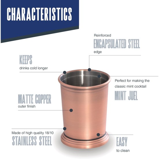 Иноксова чаша за коктейли, 18/10, 350мл, h10см, copper, JULEP MUG – Lacor