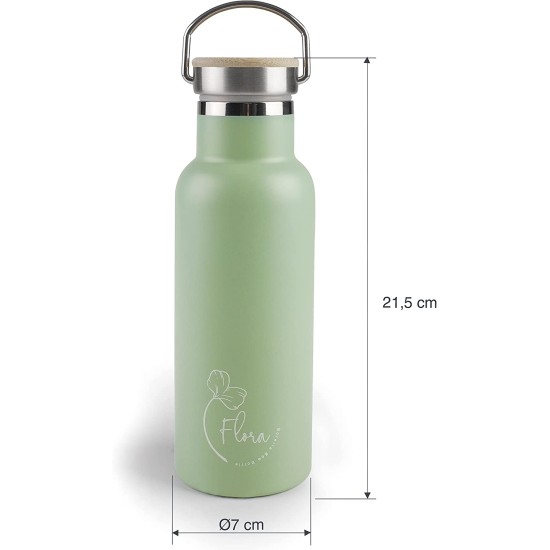 Иноксова термо бутилка, 750мл, INOX 18/10, зелена, FLORA - Lacor