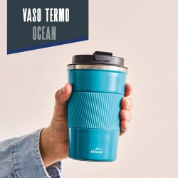 Термо чаша, инокс/полипропилен/силикон, 500мл, h17см, синя, OCEAN – Lacor