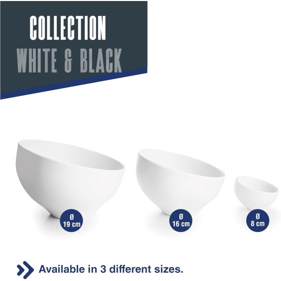 Меламинова купа, скосена, кръгла, ф19см, h11,5см, бяла, стакабъл, WHITE AND BLACK – Lacor