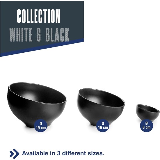 Меламинова купа, скосена, кръгла, ф8см, h5см, черна, стакабъл, WHITE AND BLACK – Lacor
