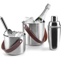 Иноксов съд за лед с кожена дръжка, ф14см, h12см, 1,5л, MOON INOX - Lacor