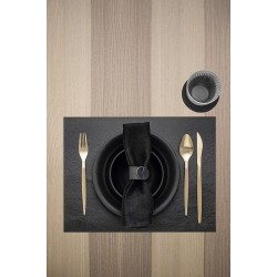 Кожена подложка за хранене, правоъгълна, 45x30см, черна, COS - Lacor