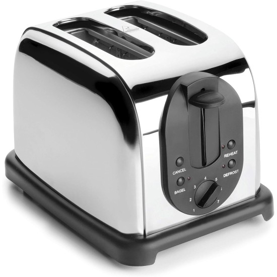 Електрически тостер с 2 слота, 220-240V, 50/60Hz, 1000W, 19x29x19см, 1,4кг, CURVE - Lacor