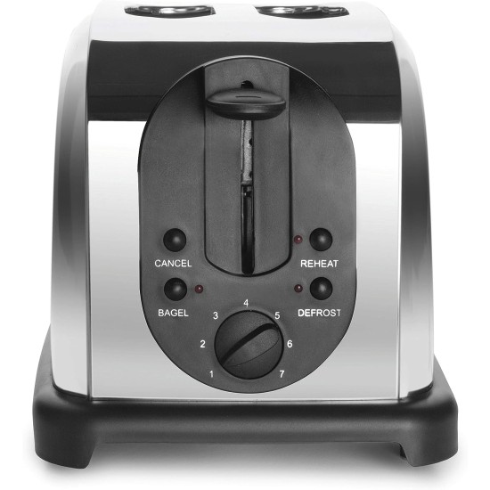 Електрически тостер с 2 слота, 220-240V, 50/60Hz, 1000W, 19x29x19см, 1,4кг, CURVE - Lacor