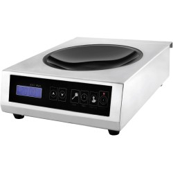 Индукционен електрически плот / котлон за уок тигани, инокс/керамика, 220-240V, 50/60Hz, 3500W, 60°C - 240°C, 0 – 180мин, 34x44,5x12,5см, 7,5кг – Lacor