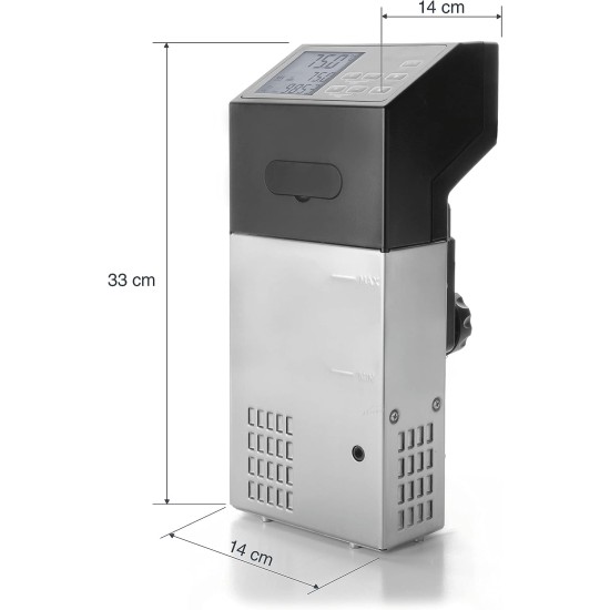 Електрически професионален уред за нискотемпературно готвене / Sous Vide (су вид), 220-240V, 50/60Hz, 1500W, 6л/мин, 5 - 99°C, 40л, 14x14x33см, 1,93кг, PRO - Lacor