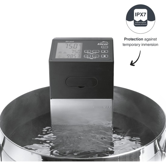 Електрически професионален уред за нискотемпературно готвене / Sous Vide (су вид), 220-240V, 50/60Hz, 1500W, 6л/мин, 5 - 99°C, 40л, 14x14x33см, 1,93кг, PRO - Lacor