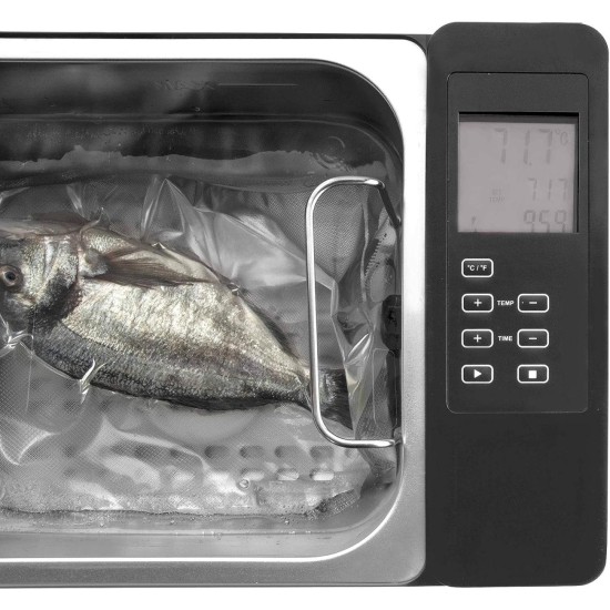 Електрически уред за нискотемпературно готвене / Sous Vide (су вид), 220-240V; 50/60Hz, 620W, 6л/мин, 5 - 99°C, 11 -12,5л, 27x29x42см, 6,3кг - Lacor