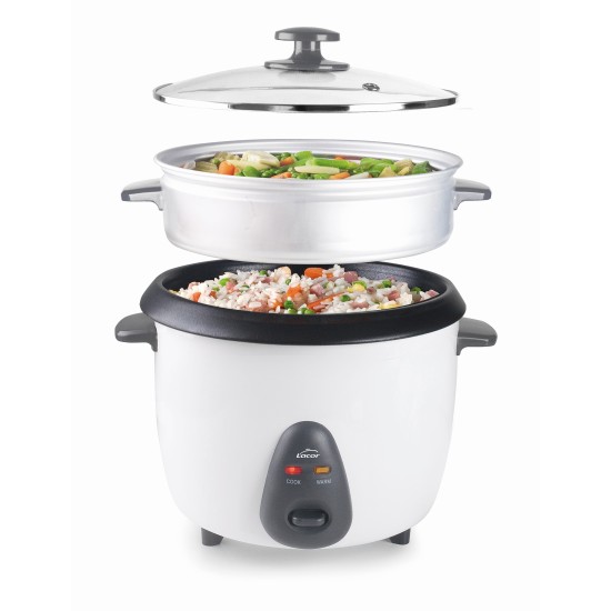 Уред за варене на ориз, 220-240V, 50/60Hz, 700W, 1,8л, 32x28,5x30,5см, 2,3кг, бял - Lacor