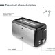 Електрически тостер с два слота и 7 нива на препичане, 220-240V, 50/60Hz, 1500W, 39x15,2x20,5см, 2,4кг, LONG - Lacor
