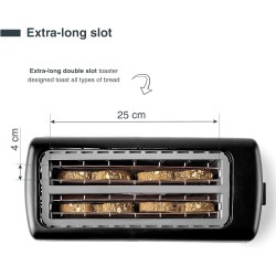 Електрически тостер с два слота и 7 нива на препичане, 220-240V, 50/60Hz, 1500W, 39x15,2x20,5см, 2,4кг, LONG - Lacor