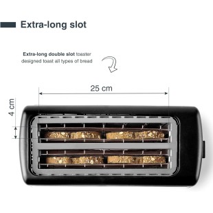 Електрически тостер с два слота и 7 нива на препичане, 220-240V, 50/60Hz, 1500W, 39x15,2x20,5см, 2,4кг, LONG - Lacor