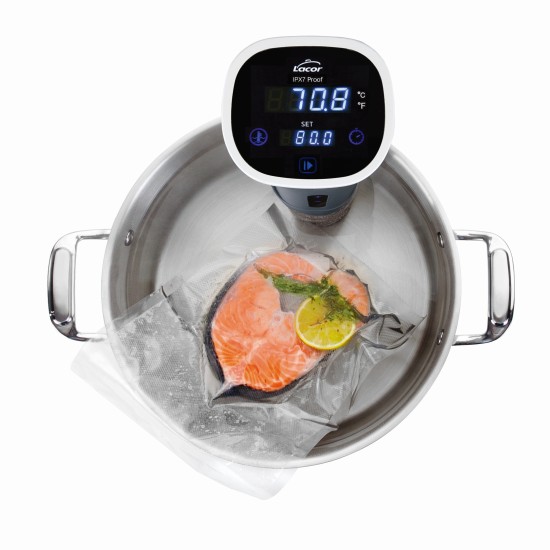 Електрически уред за нискотемпературно готвене / Sous Vide (су вид), 220-240V; 50/60Hz, 1200W, 20-90 °C (1 °C), 15л max, 10x37см, антацит, GOURMET - Lacor