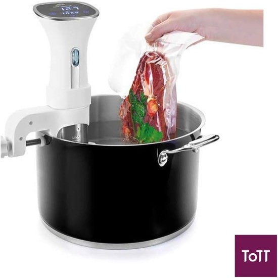 Електрически уред за нискотемпературно готвене / Sous Vide (су вид), 220-240V; 50/60Hz, 1200W, 20-90 °C (1 °C), 15л max, 10x37см, бял, GOURMET - Lacor