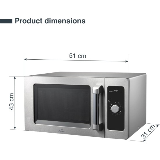 Микровълнова фурна, 220-240V, 50/60Hz, 1550W/1000W, 25л, 51x43x31см, 14,7кг, TEMPO – Lacor