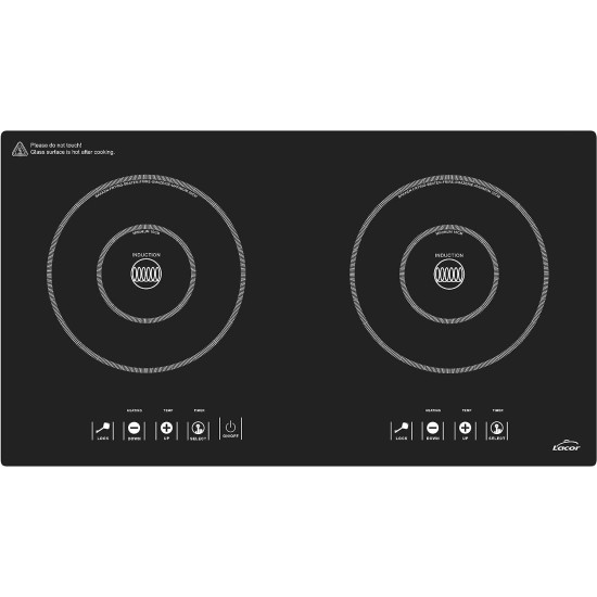 Индукционен електрически плот / котлон с 2 зони, хоризонтален, 220-240V, 50/60Hz, 2000 W + 1500 W, 7 нива, 0 – 180мин, 60x34x7,5см, 5,2кг, DUAL HORIZONTAL – Lacor