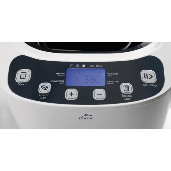 Хлебопекарна 220-240V, 50/60Hz, 550W, 1л, 12 програми, отложен старт до 13 часа, 36x24,5x28см, 4,50кг - Lacor