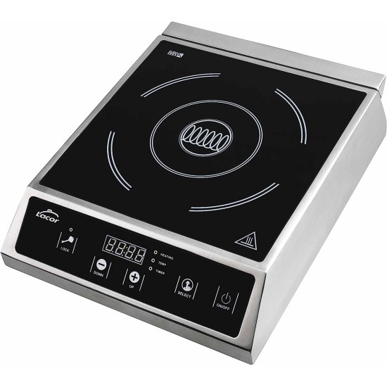 Професионален индукционен електрически плот / котлон, 220-240V, 50/60Hz, 2700W, 10 нива, 60°C - 240°C, 0 – 180мин, 30x39x10см, 5,4кг, ROCA – Lacor